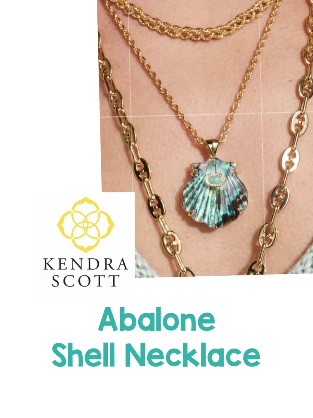 Kendra Scott, Shell Necklace, Abalone Shell, Reversible, NEW with TAGS!